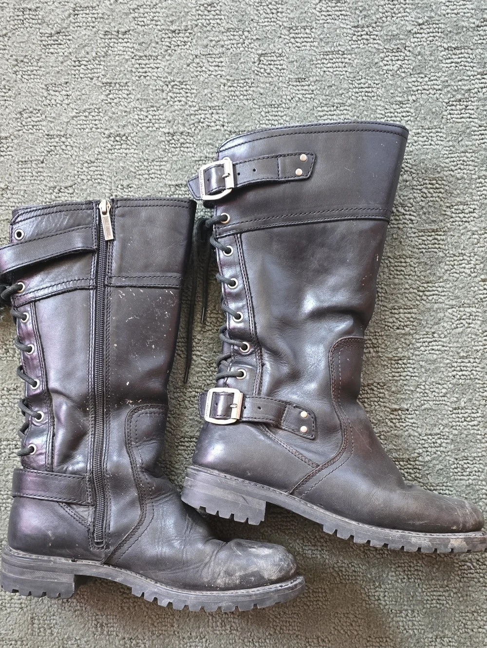 Harley-Davidson Tall Black Leather Motorcycle Boots - Picture 1 of 6